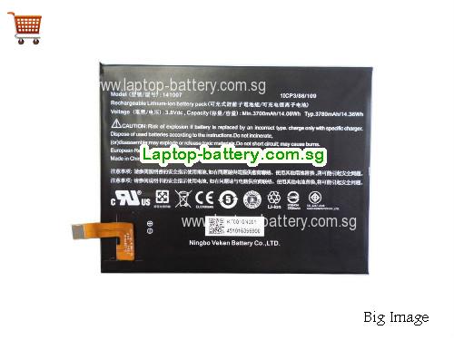 ACER Iconia Talk S A1724 Battery 3780mAh, 14.06Wh  3.8V Black Li-Polymer