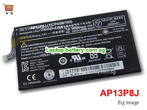 ACER Iconia Tab B1-720 Tablet Battery 2955mAh, 11.2Wh  3.8V Black Li-ion