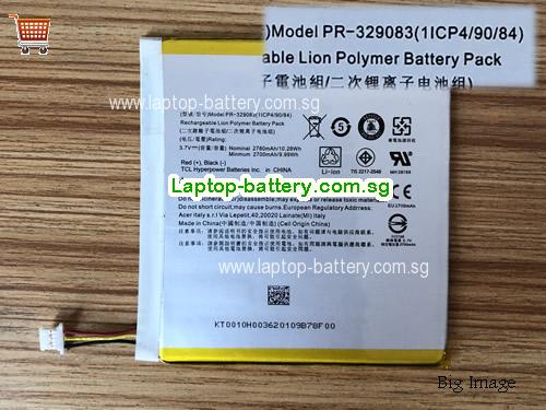 ACER 1ICP4/90/84 Battery 2780mAh, 10.28Wh  3.7V Black Li-Polymer