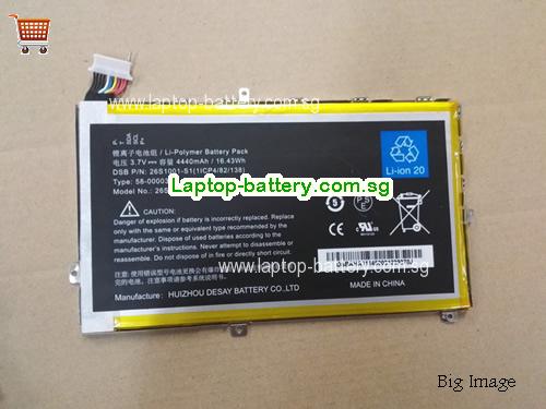 AMAZON S2012-001-D Battery 4440mAh, 16.43Wh  3.7V Black Li-Polymer