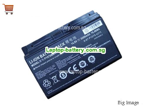 CLEVO P157SMBAT-8 Battery 5200mAh, 76.96Wh  14.8V Black Li-ion