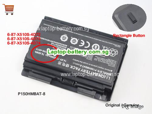 CLEVO P150HMBAT-8 Battery 5200mAh, 76.96Wh  14.8V Black Li-ion