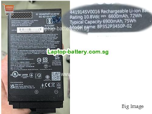 GETAC BP3S2P3450P-02 Battery 6600mAh, 72Wh  10.8V Black Li-ion