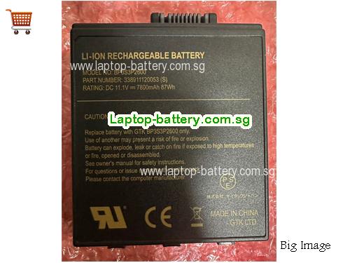 GTK BP3S3P2600 Battery 7800mAh, 87Wh  11.1V Black Li-ion