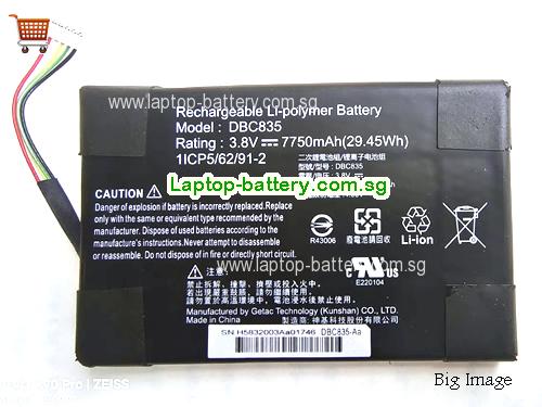 GETAC DBC835 Battery 7750mAh, 29.45Wh  3.8V Black Li-Polymer