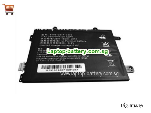 HASEE B1052S1P3800 Battery 3800mAh, 28.12Wh  7.4V Black Li-Polymer