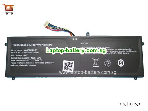 JUMPER NV47741262S Battery 4000mAh, 29.6Wh 7.4V Black Li-Polymer