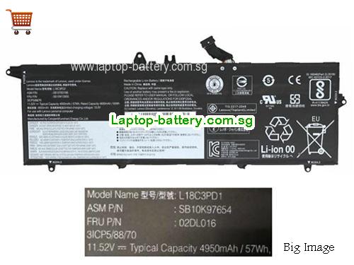 LENOVO L18C3PD1 Battery 4950mAh, 57Wh  11.52V Black Li-Polymer