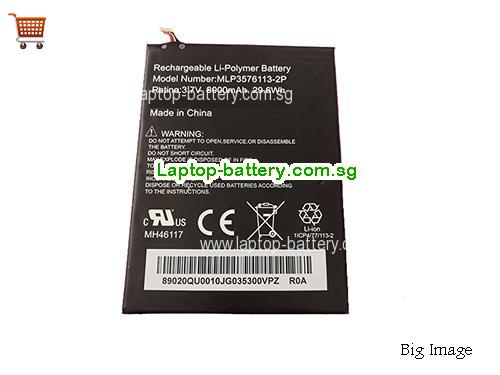MCNAIR MLP3576113-2P Battery 8000mAh, 29.6Wh  3.7V Black Li-Polymer