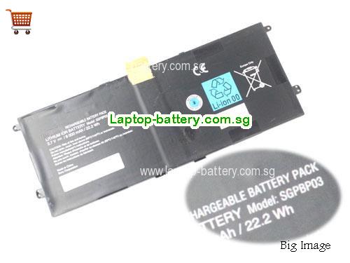 SONY Xperia Tablet Z series Battery 6000mAh, 22.2Wh 3.7V Black LITHIUM ION
