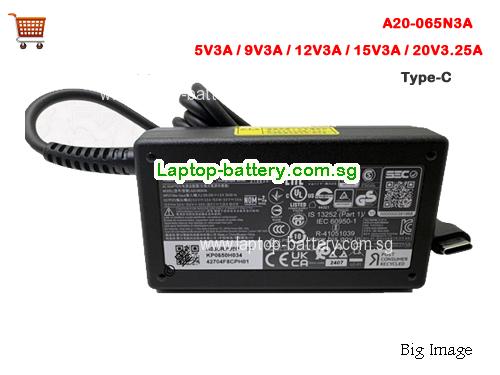 W21-065N2D CHICONY 20V 3.25A Laptop AC Adapter, 65W