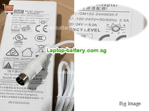 GM152-2400600-F GVE 24V 6A Laptop AC Adapter, 144W