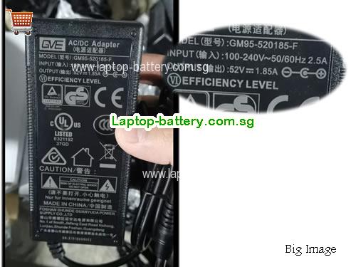 GM95-520185-F GVE 52V 1.85A Laptop AC Adapter, 96.2W