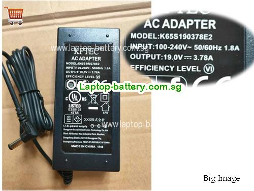 K65S190378E2 KPTEC 19V 3.78A Laptop AC Adapter, 71.82W