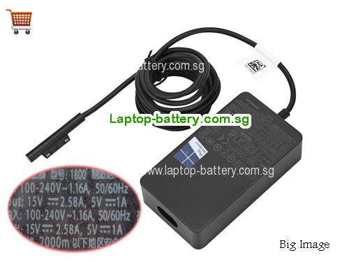 1800 MICROSOFT 15V 2.58A Laptop AC Adapter, 44W