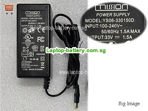 YS06-330150D MISSION 33V 1.5A Laptop AC Adapter, 49.5W