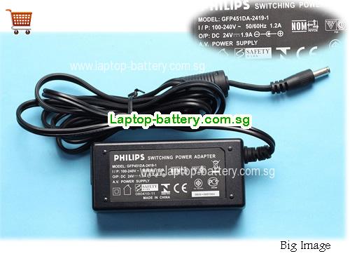 GF451DA-2419-1 PHILIPS 24V 1.9A Laptop AC Adapter, 45.6W