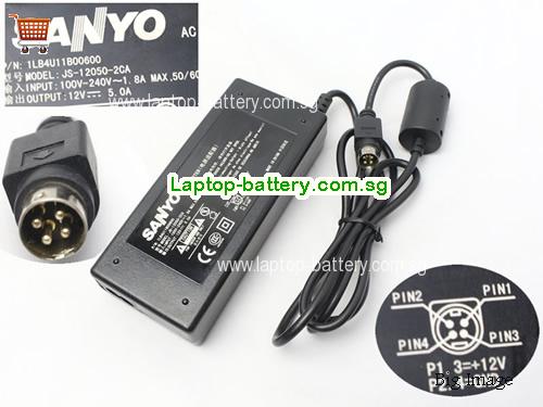 JS-12050-2CA SANYO 12V 5A Laptop AC Adapter, 60W