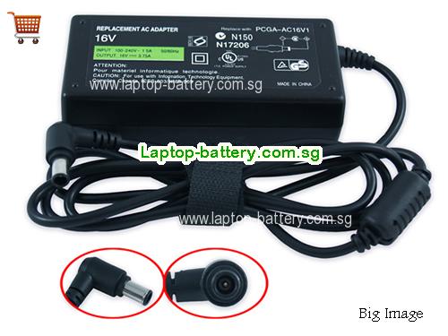 PCG-U3/P SONY 16V 3.75A Laptop AC Adapter, 60W